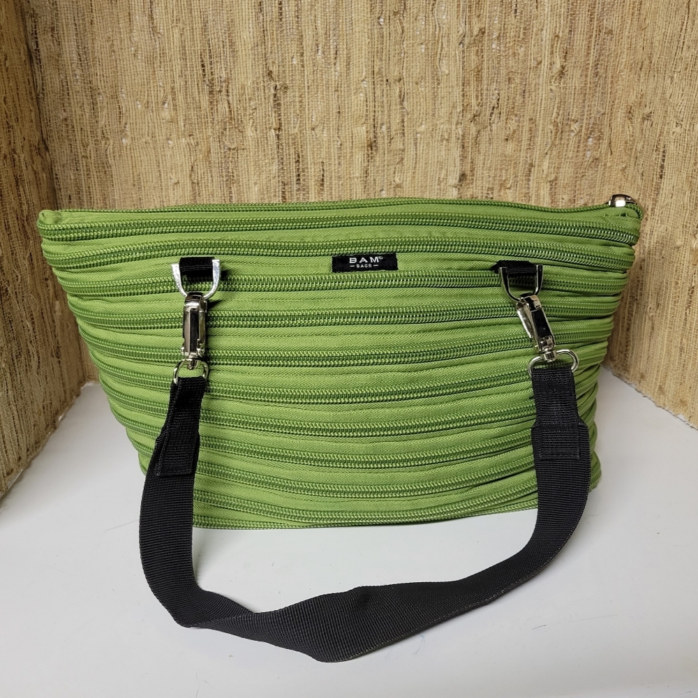 Vintage Y2K Green BAM Stacked Zipper Tote/Shoulder Bag